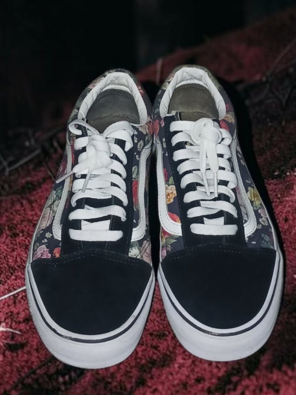 Vans Old Skool Floral Print Sneakers Black Multi-Color Women's 10 Men's 8.5 - Picture 2 of 5